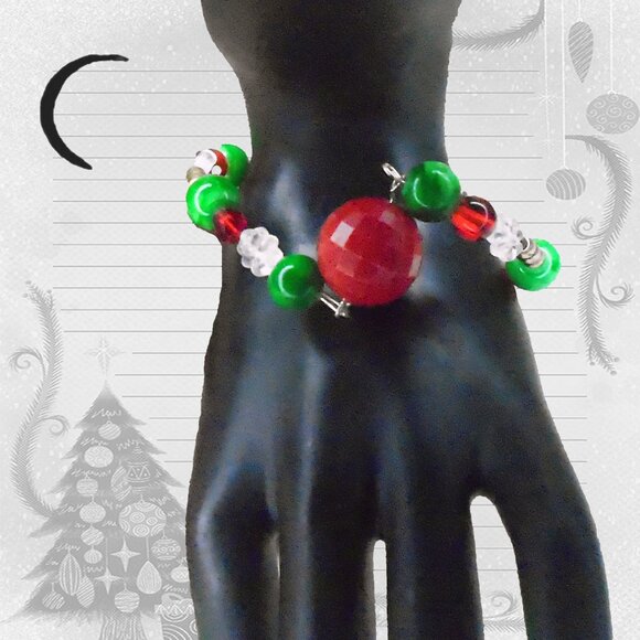 Holiday Bracelet NEW DESIGN! Christmas Jewelry OOAK Xmas Bangle - Picture 1 of 12